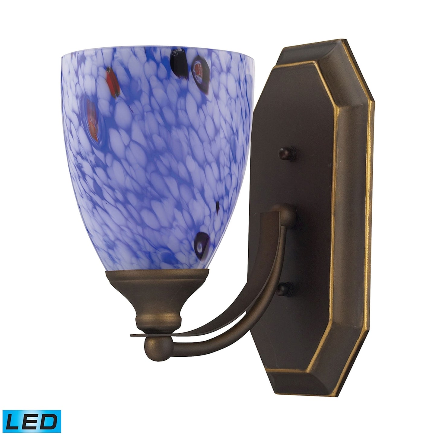 ELK SHOWROOM 570-1B-BL-LED Mix-N-Match Vanity 1-Light Wall Lamp in Aged Bronze with Starburst Blue Glass - Includes LED Bulb