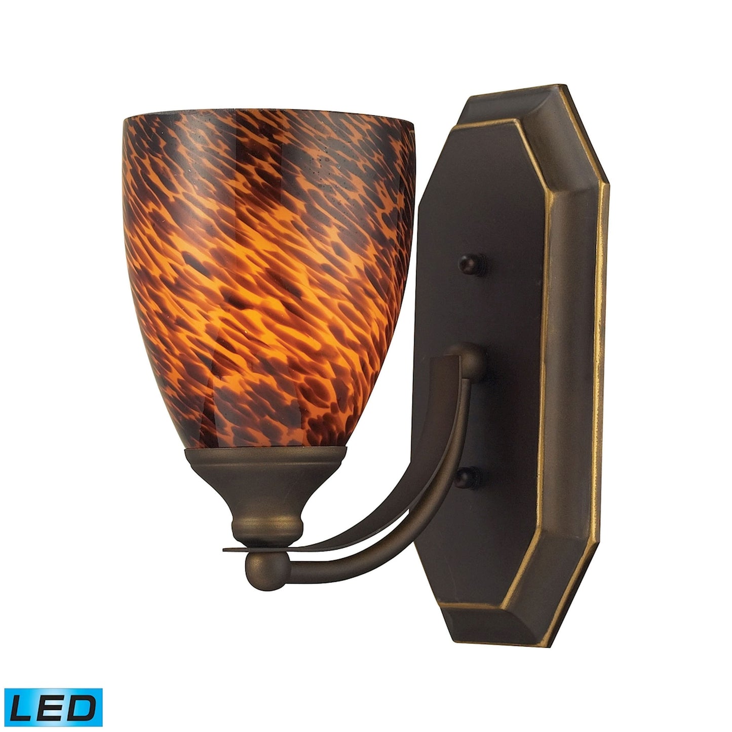 ELK SHOWROOM 570-1B-ES-LED Mix-N-Match Vanity 1-Light Wall Lamp in Aged Bronze with Espresso Glass - Includes LED Bulb