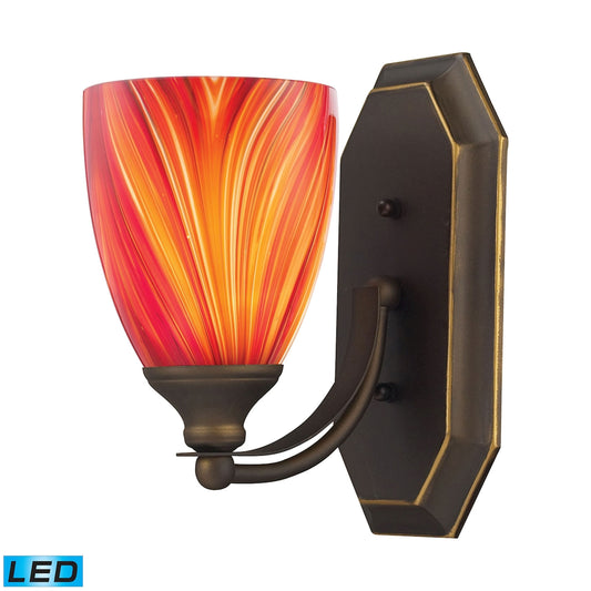 ELK SHOWROOM 570-1B-M-LED Mix-N-Match Vanity 1-Light Wall Lamp in Aged Bronze with Multi-colored Glass - Includes LED Bulb