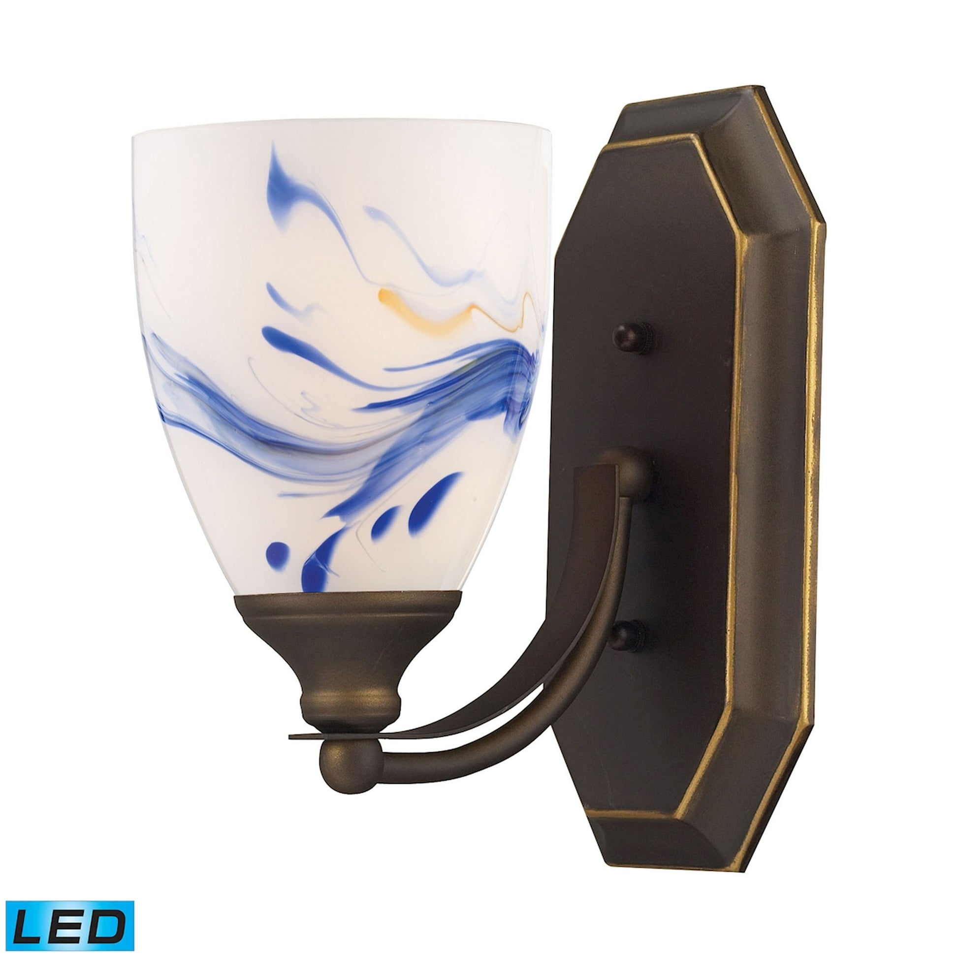 ELK SHOWROOM 570-1B-MT-LED Mix-N-Match Vanity 1-Light Wall Lamp in Aged Bronze with Mountain Glass - Includes LED Bulb