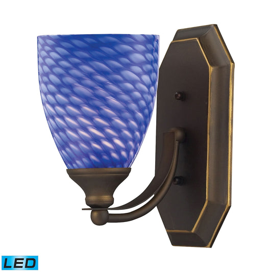 ELK SHOWROOM 570-1B-S-LED Mix-N-Match Vanity 1-Light Wall Lamp in Aged Bronze with Sapphire Glass - Includes LED Bulb