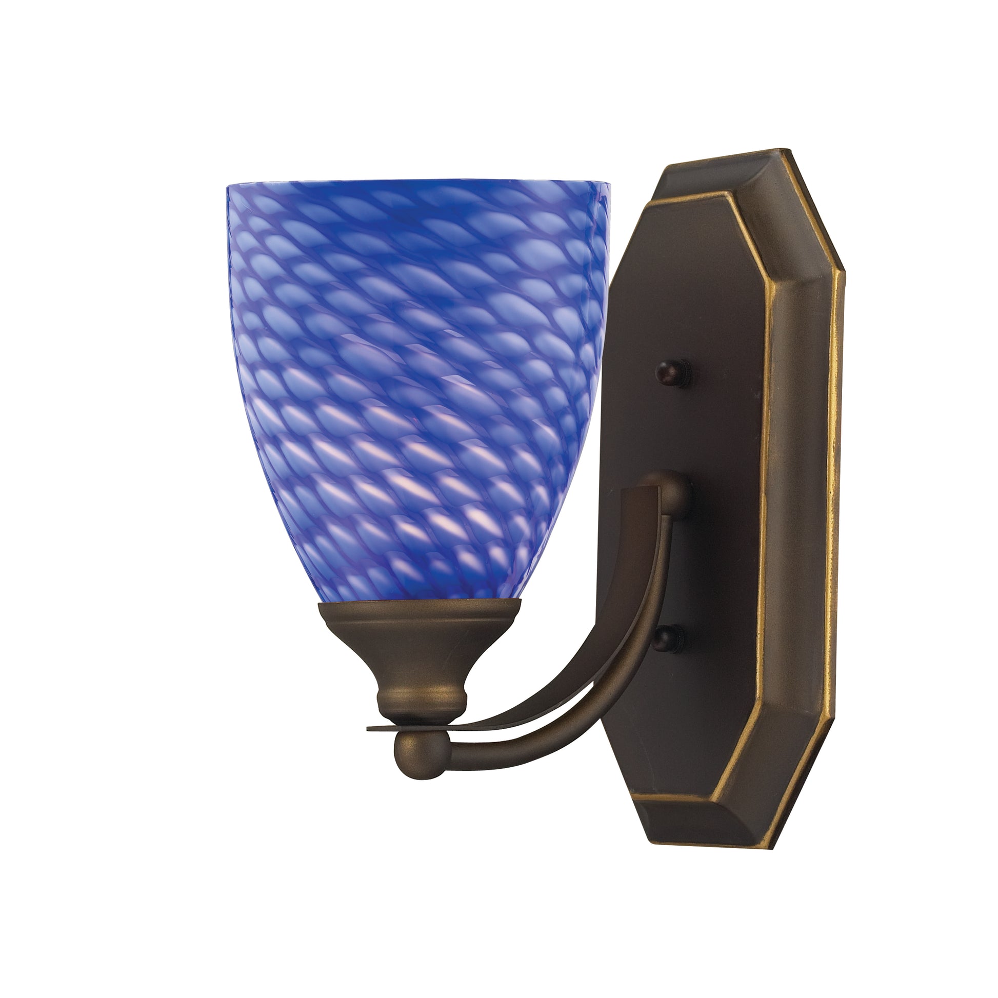 ELK SHOWROOM 570-1B-S Mix-N-Match Vanity 1-Light Wall Lamp in Aged Bronze with Sapphire Glass