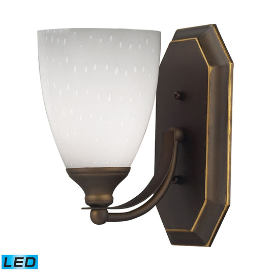 ELK SHOWROOM 570-1B-WH-LED Mix-N-Match Vanity 1-Light Wall Lamp in Aged Bronze with Simple White Glass - Includes LED Bulb