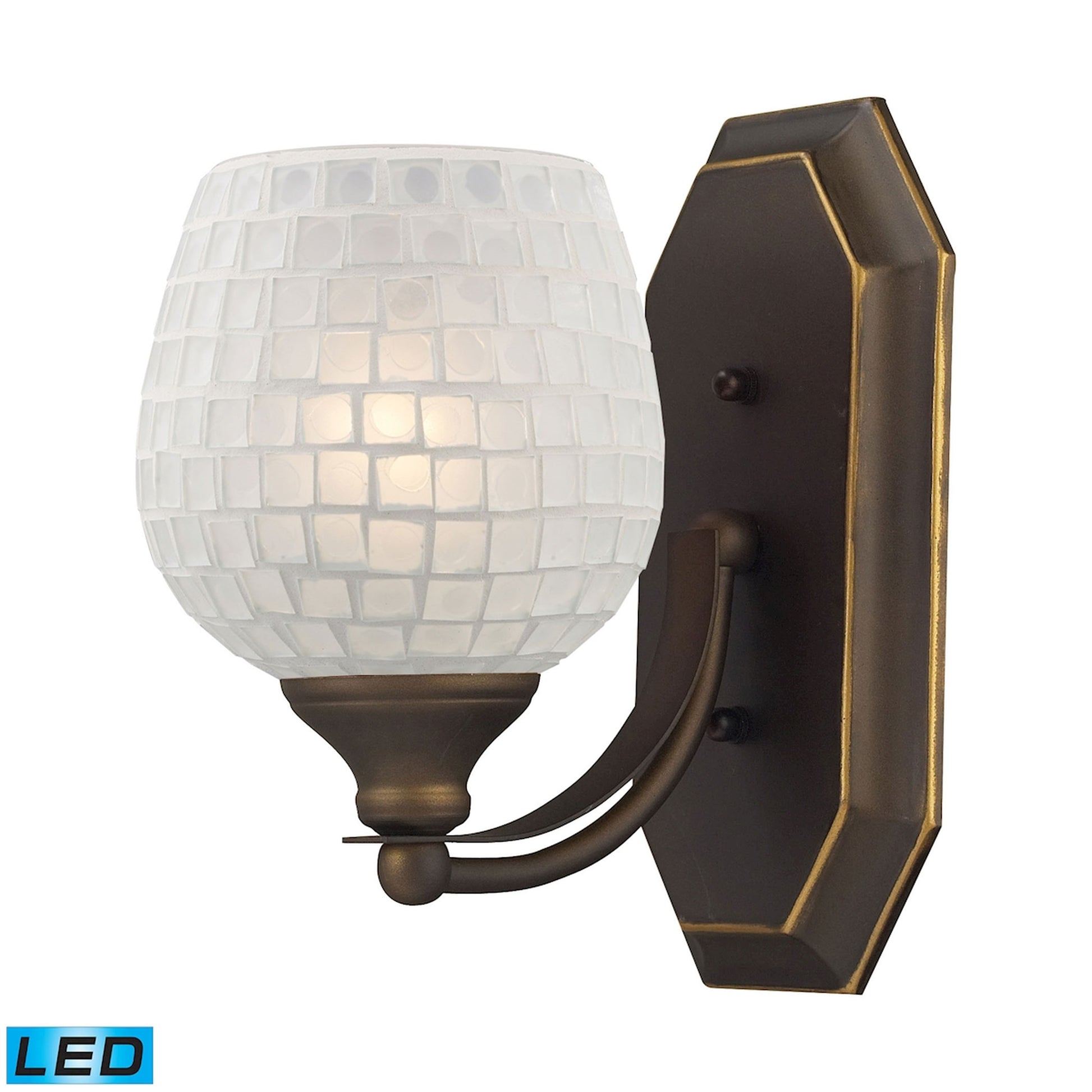 ELK SHOWROOM 570-1B-WHT-LED Mix and Match Vanity 5'' Wide 1-Light Vanity Light - Aged Bronze