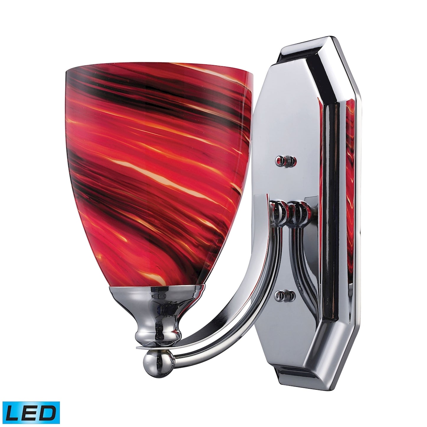 ELK SHOWROOM 570-1C-A-LED 1 Light Vanity In Polished Chrome And Autumn Glass - LED Offering Up To 800 Lumens (60 Watt Equivale