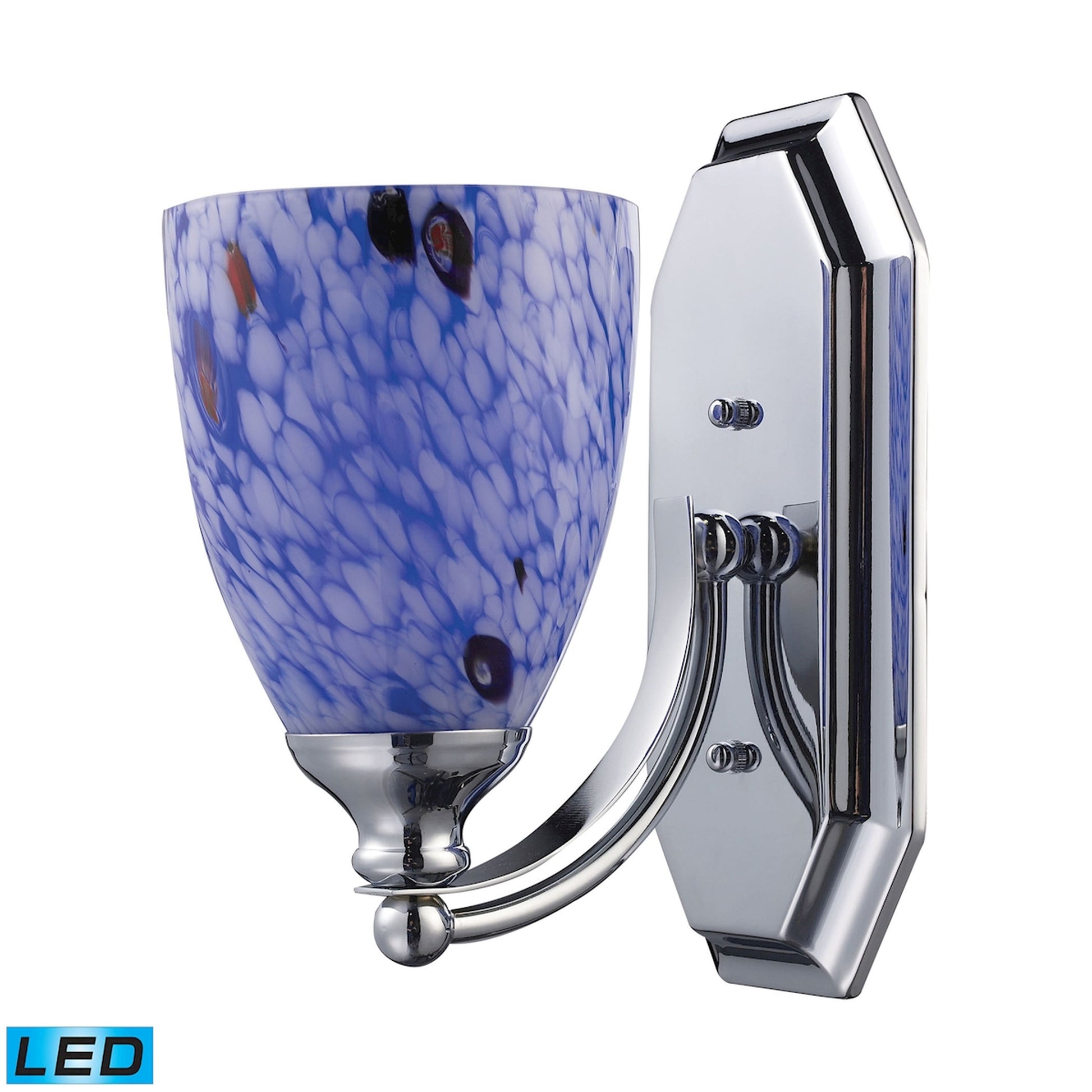 ELK SHOWROOM 570-1C-BL-LED Mix and Match Vanity 1-Light Wall Lamp in Chrome with Starburst Blue Glass - Includes LED Bulb