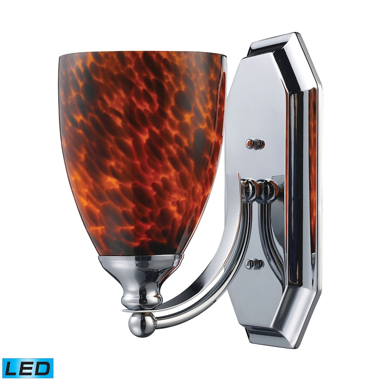 ELK SHOWROOM 570-1C-ES-LED Mix and Match Vanity 1-Light Wall Lamp in Chrome with Espresso Glass - Includes LED Bulb