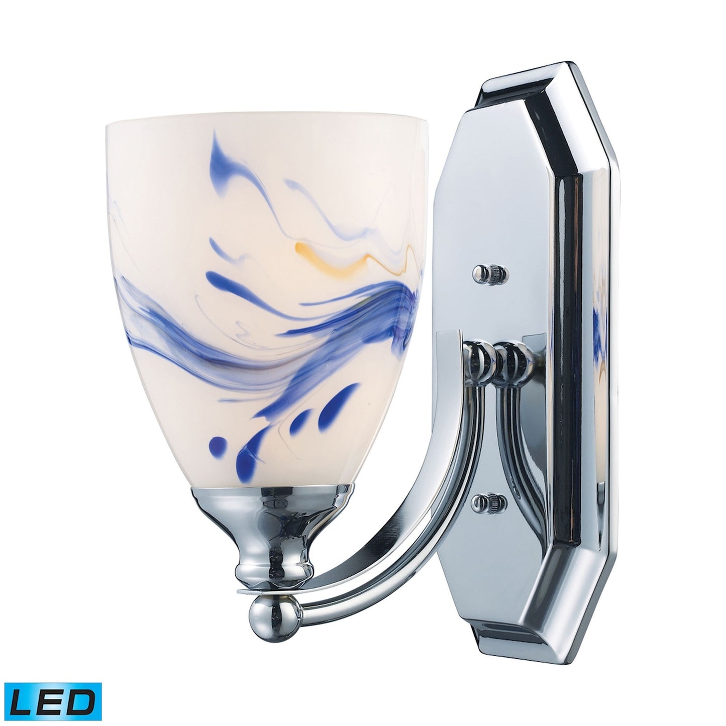 ELK SHOWROOM 570-1C-MT-LED Mix and Match Vanity 1-Light Wall Lamp in Chrome with Mountain Glass - Includes LED Bulb