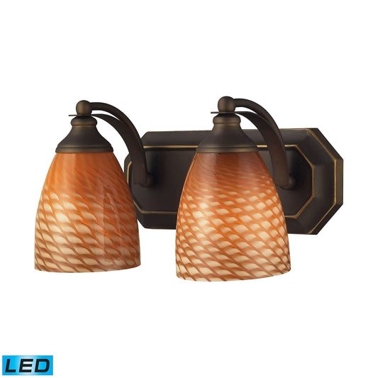 ELK SHOWROOM 570-2B-C-LED Mix and Match Vanity 14'' Wide 2-Light Vanity Light - Aged Bronze