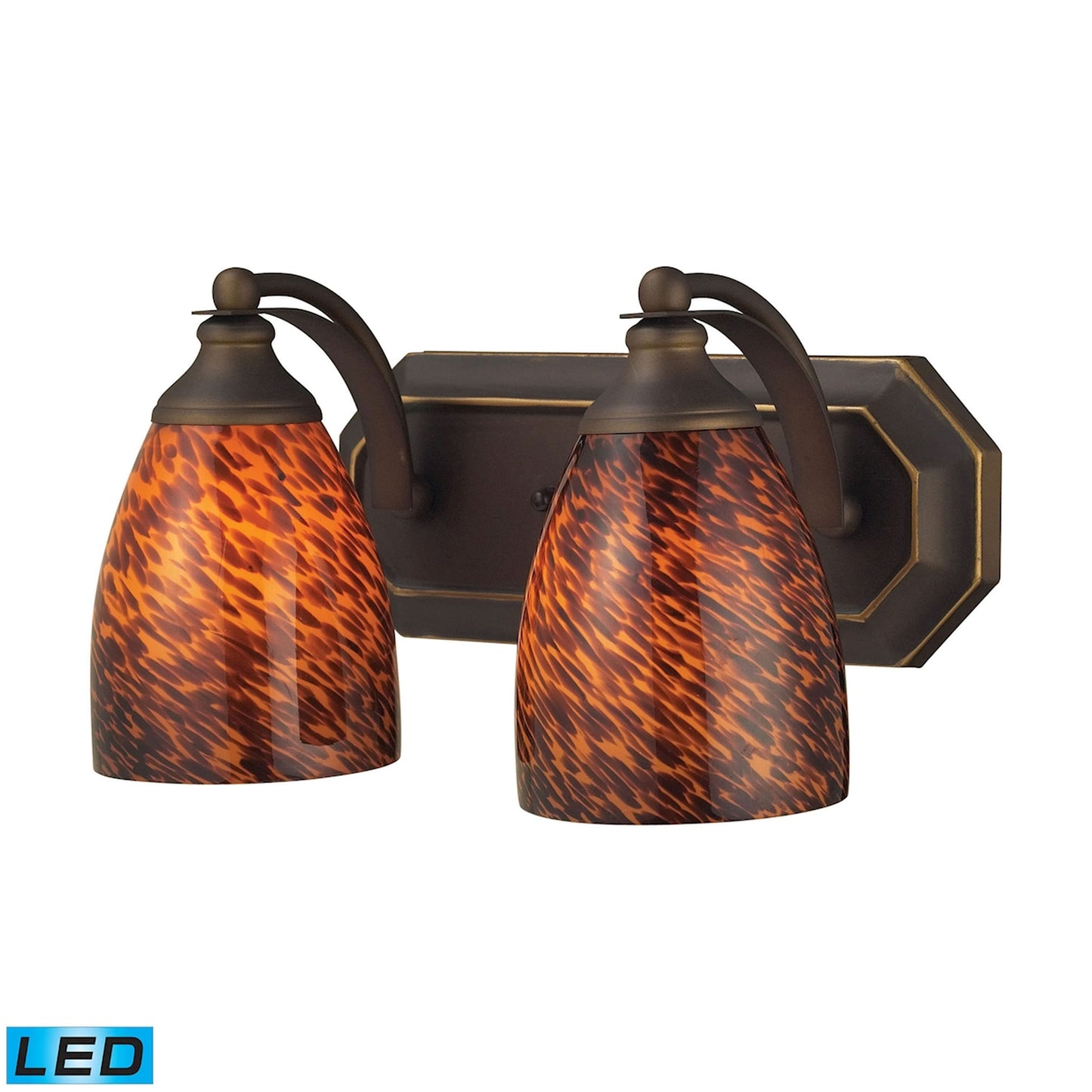 ELK SHOWROOM 570-2B-ES-LED Mix-N-Match Vanity 2-Light Wall Lamp in Aged Bronze with Espresso Glass - Includes LED Bulbs