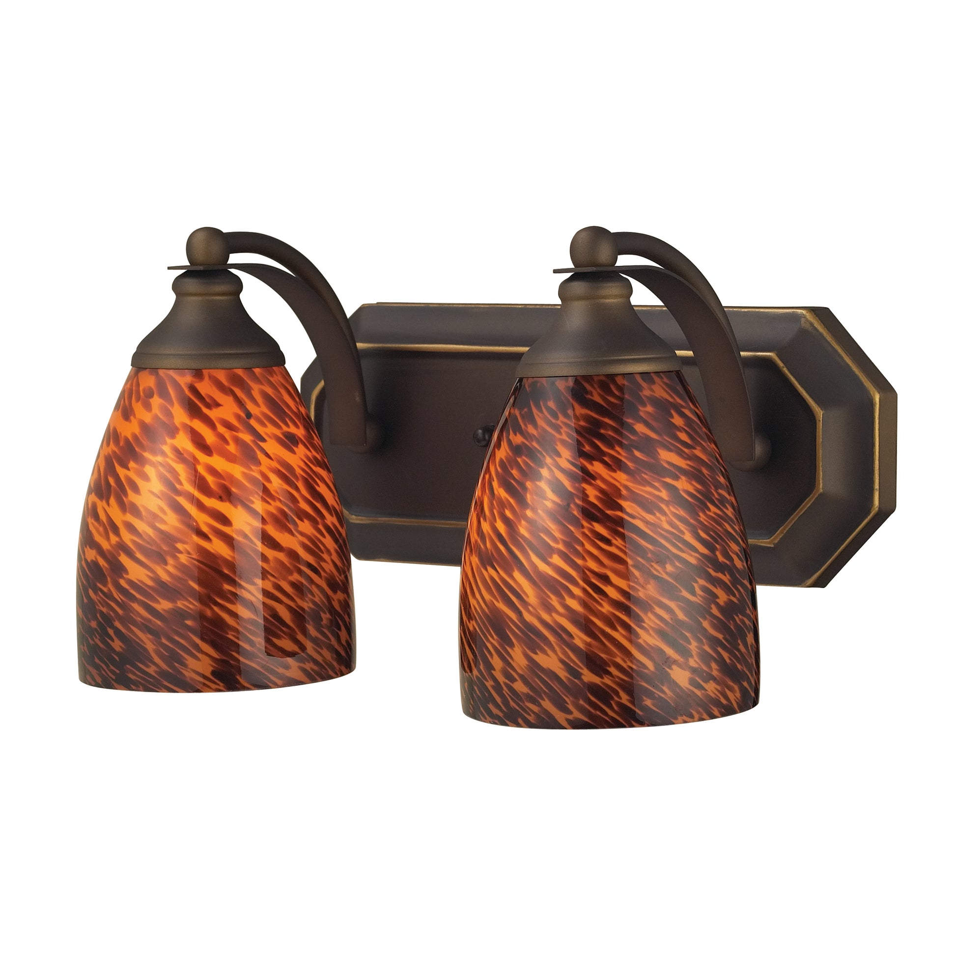 ELK SHOWROOM 570-2B-ES Mix-N-Match Vanity 2-Light Wall Lamp in Aged Bronze with Espresso Glass