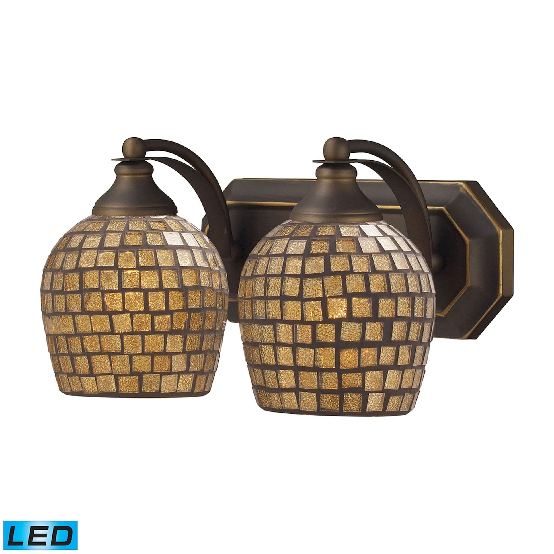 ELK SHOWROOM 570-2B-GLD-LED Mix and Match Vanity 14'' Wide 2-Light Vanity Light - Aged Bronze