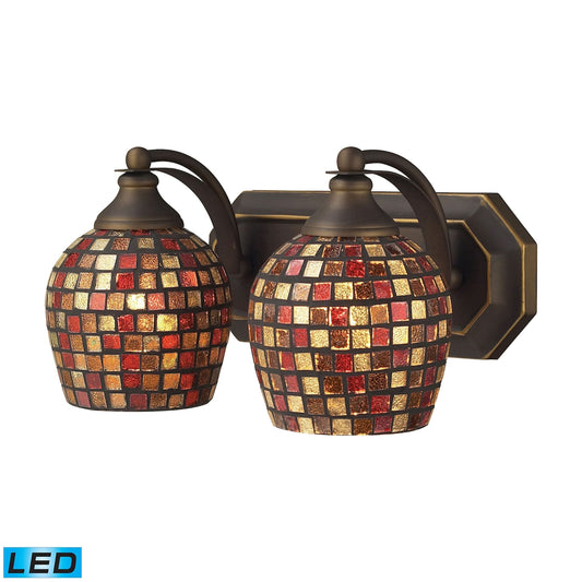 ELK SHOWROOM 570-2B-MLT-LED Mix and Match Vanity 14'' Wide 2-Light Vanity Light - Aged Bronze