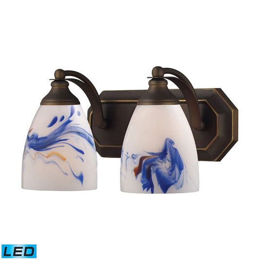 ELK SHOWROOM 570-2B-MT-LED Mix-N-Match Vanity 2-Light Wall Lamp in Aged Bronze with Mountain Glass - Includes LED Bulbs