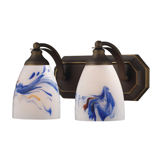 ELK SHOWROOM 570-2B-MT Mix-N-Match Vanity 2-Light Wall Lamp in Aged Bronze with Mountain Glass