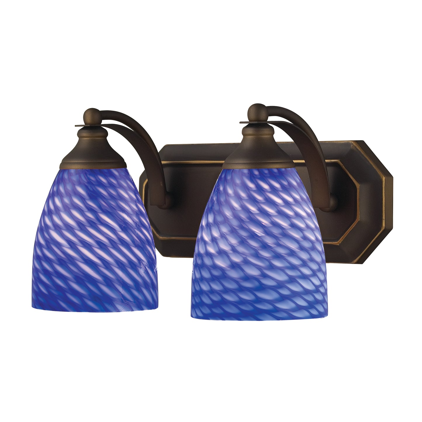 ELK SHOWROOM 570-2B-S Mix-N-Match Vanity 2-Light Wall Lamp in Aged Bronze with Sapphire Glass