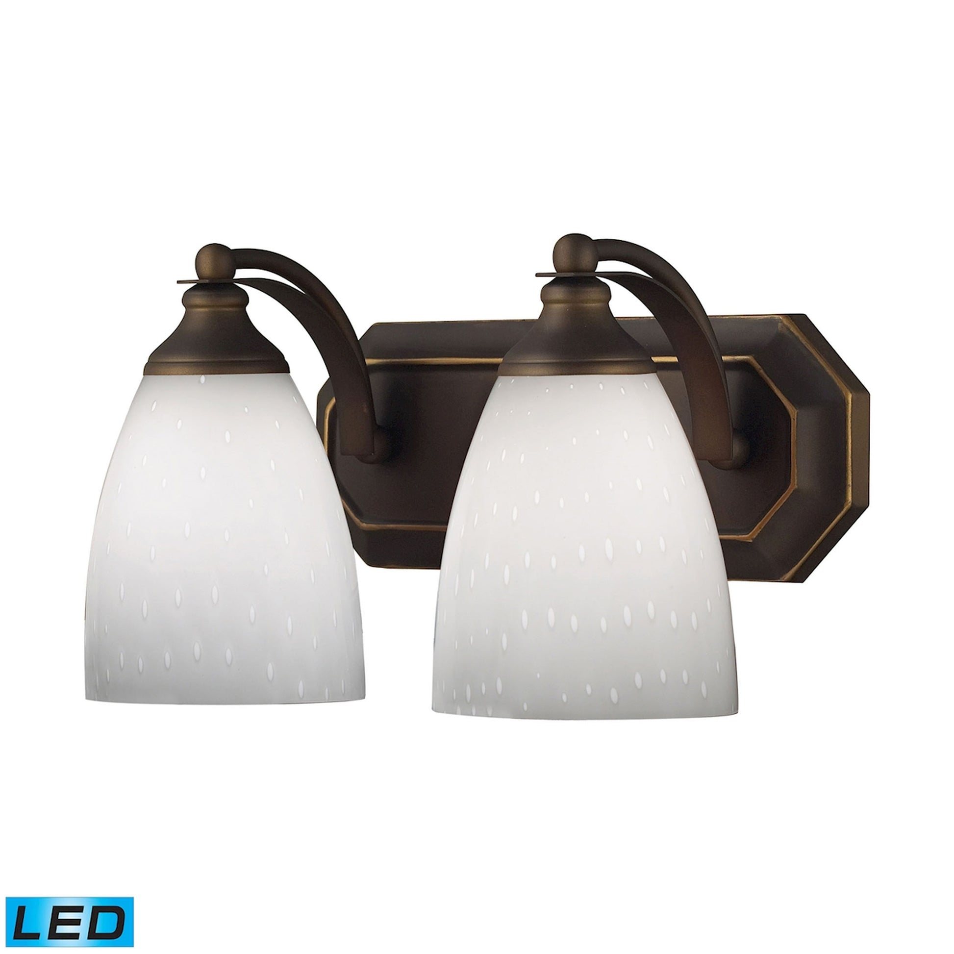 ELK SHOWROOM 570-2B-WH-LED Mix-N-Match Vanity 2-Light Wall Lamp in Aged Bronze with Simple White Glass - Includes LED Bulbs