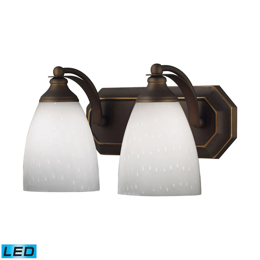 ELK SHOWROOM 570-2B-WH-LED Mix-N-Match Vanity 2-Light Wall Lamp in Aged Bronze with Simple White Glass - Includes LED Bulbs