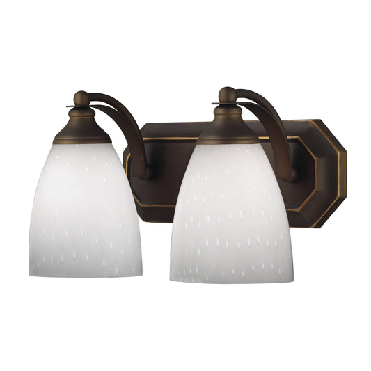 ELK SHOWROOM 570-2B-WH Mix-N-Match Vanity 2-Light Wall Lamp in Aged Bronze with Simple White Glass