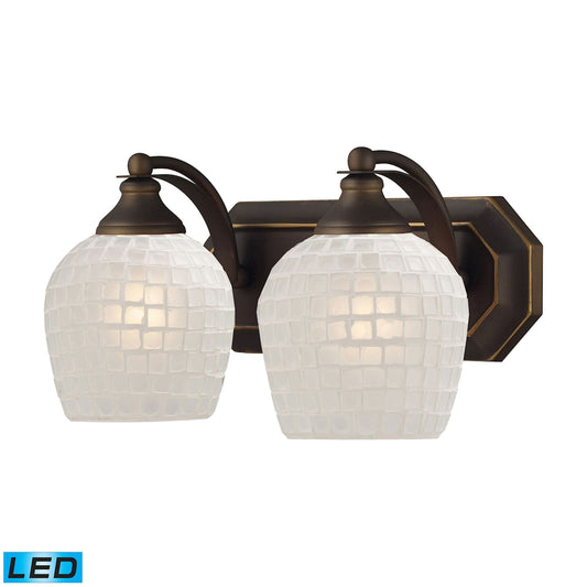 ELK SHOWROOM 570-2B-WHT-LED Mix and Match Vanity 14'' Wide 2-Light Vanity Light - Aged Bronze