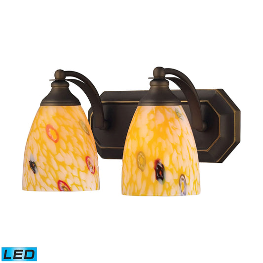 ELK SHOWROOM 570-2B-YW-LED Mix and Match Vanity 14'' Wide 2-Light Vanity Light - Aged Bronze