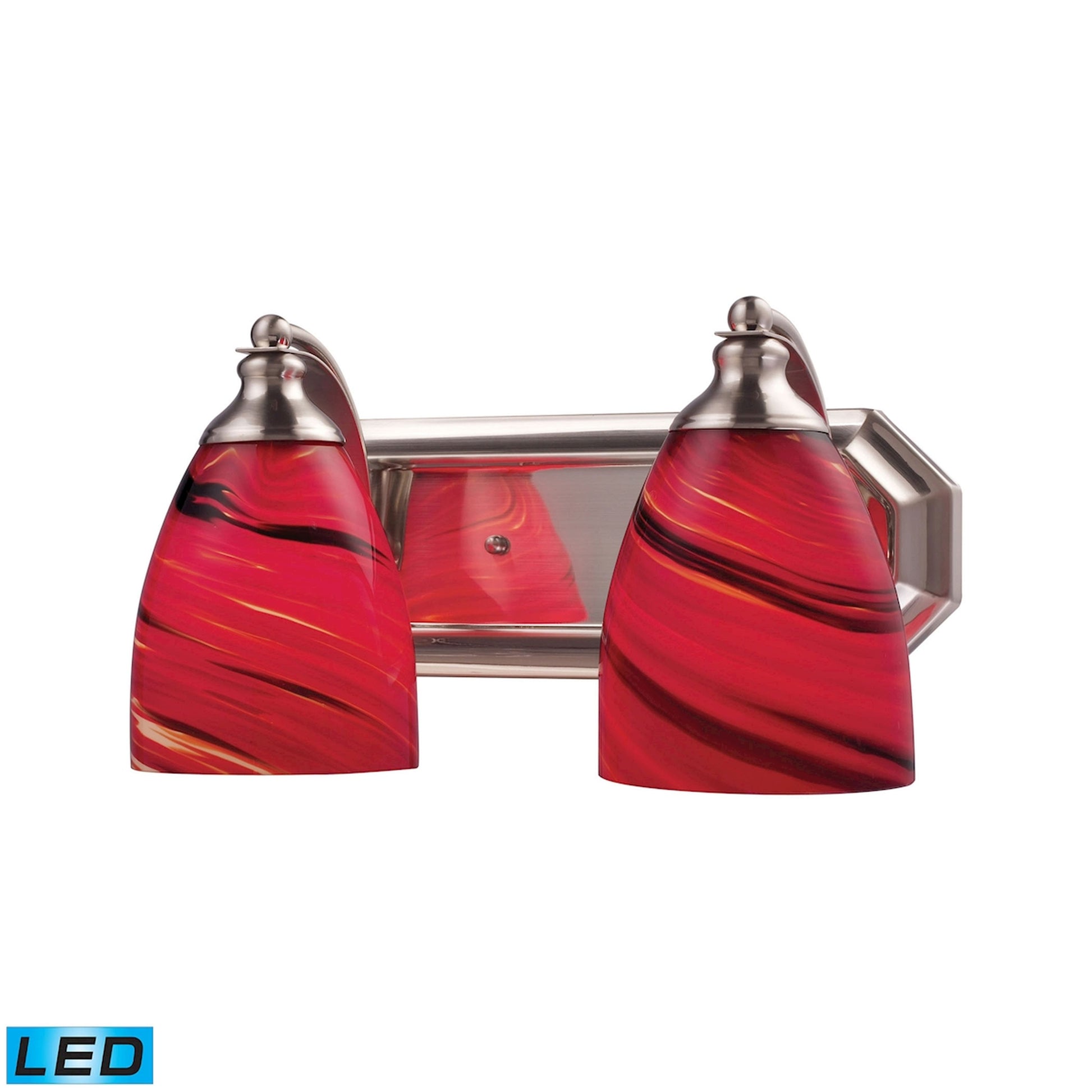 ELK SHOWROOM 570-2N-A-LED 2 Light Vanity In Satin Nickel And Autumn Glass - LED, 800 Lumens (1600 Lumens Total) With Full Scal