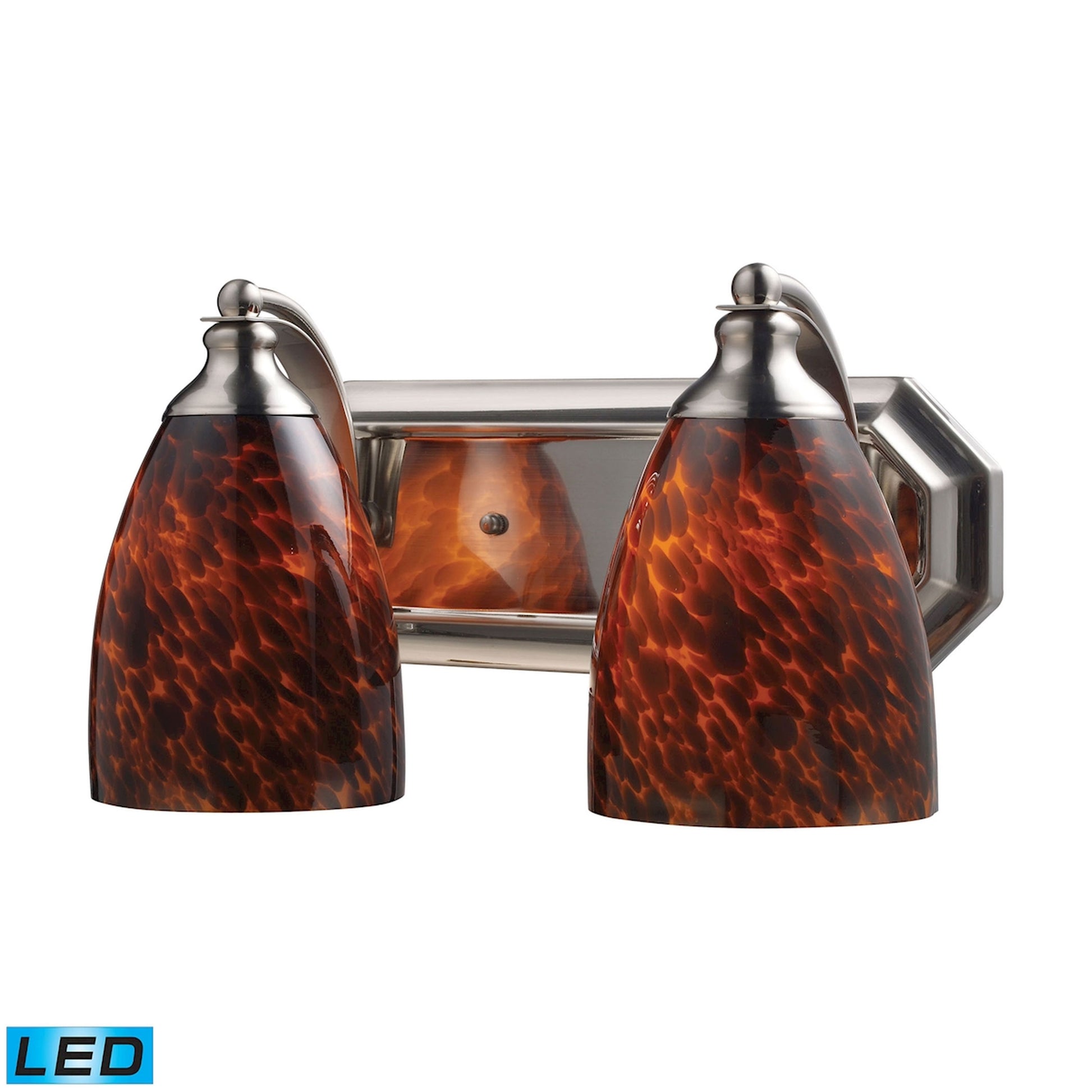 ELK SHOWROOM 570-2N-ES-LED Mix-N-Match Vanity 2-Light Wall Lamp in Satin Nickel with Espresso Glass - Includes LED Bulbs