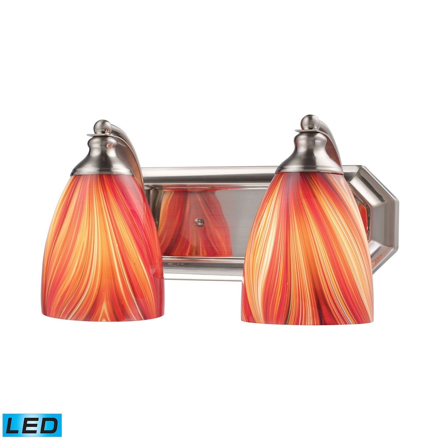 ELK SHOWROOM 570-2N-M-LED Mix-N-Match Vanity 2-Light Wall Lamp in Satin Nickel with Multi-colored Glass - Includes LED Bulbs