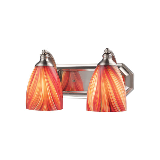 ELK SHOWROOM 570-2N-M Mix-N-Match Vanity 2-Light Wall Lamp in Satin Nickel with Multi-colored Glass