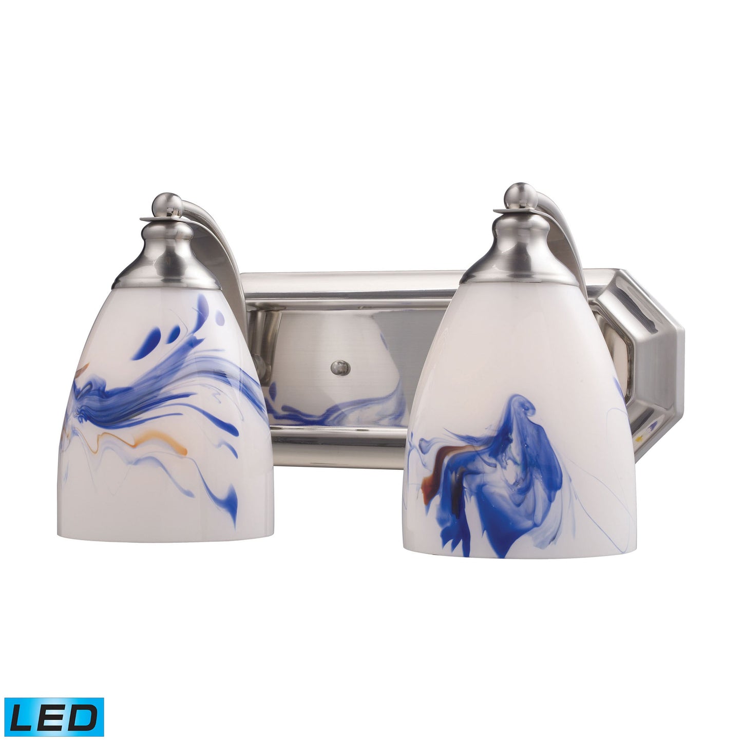 ELK SHOWROOM 570-2N-MT-LED Mix-N-Match Vanity 2-Light Wall Lamp in Satin Nickel with Mountain Glass - Includes LED Bulbs