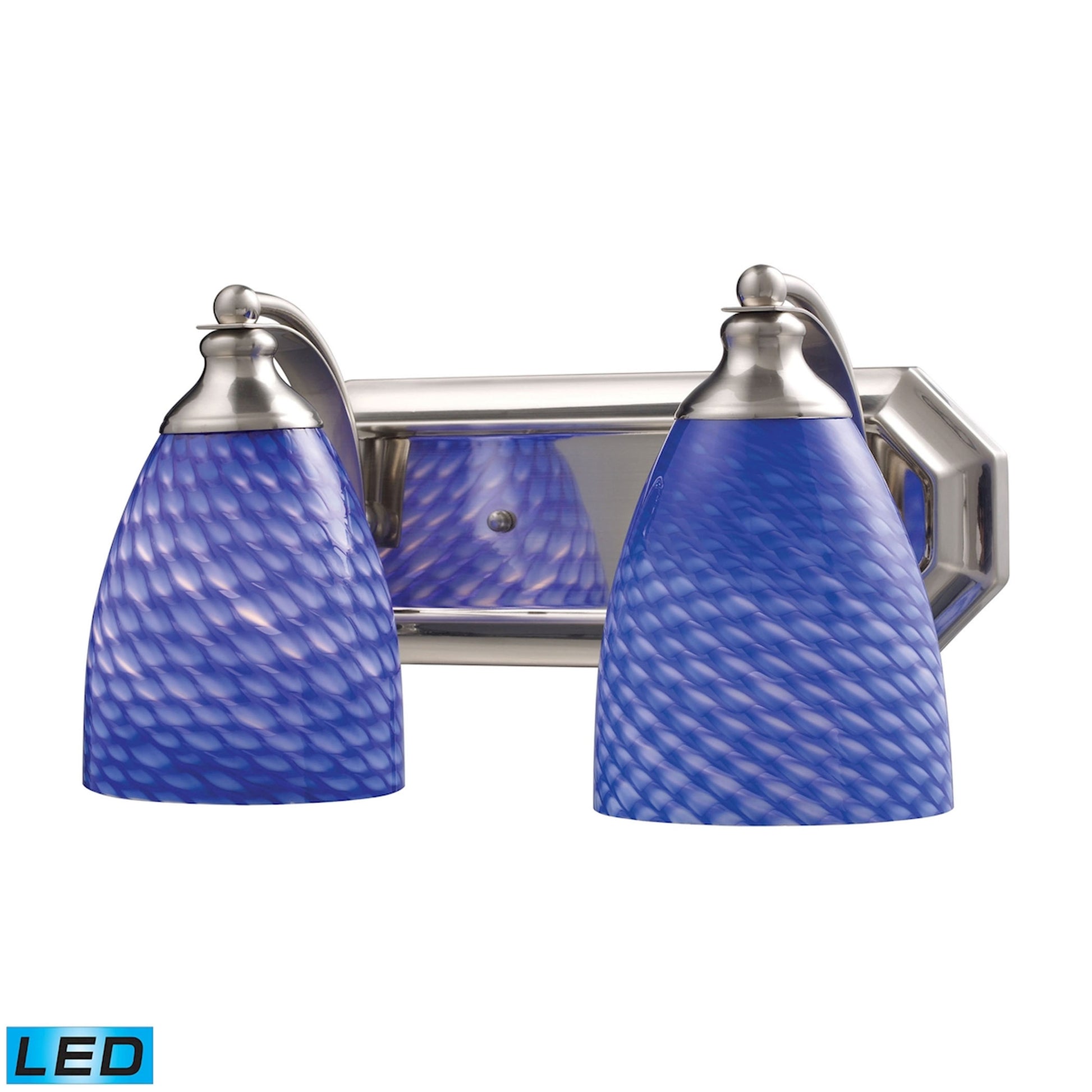 ELK SHOWROOM 570-2N-S-LED Mix-N-Match Vanity 2-Light Wall Lamp in Satin Nickel with Sapphire Glass - Includes LED Bulbs