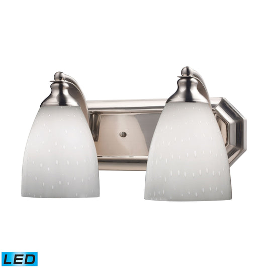 ELK SHOWROOM 570-2N-WH-LED Mix-N-Match Vanity 2-Light Wall Lamp in Satin Nickel with Simple White Glass - Includes LED Bulbs