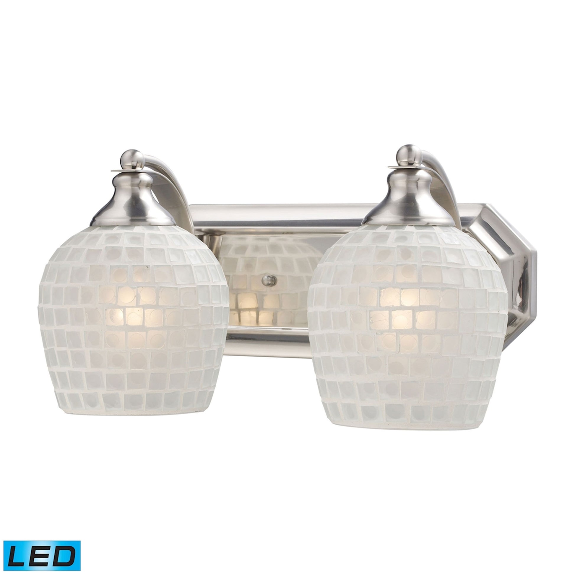 ELK SHOWROOM 570-2N-WHT-LED Mix and Match Vanity 14'' Wide 2-Light Vanity Light - Satin Nickel