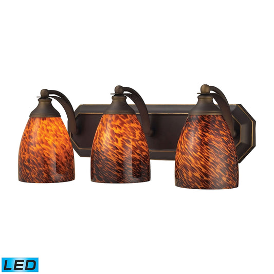 ELK SHOWROOM 570-3B-ES-LED Mix-N-Match Vanity 3-Light Wall Lamp in Aged Bronze with Espresso Glass - Includes LED Bulbs