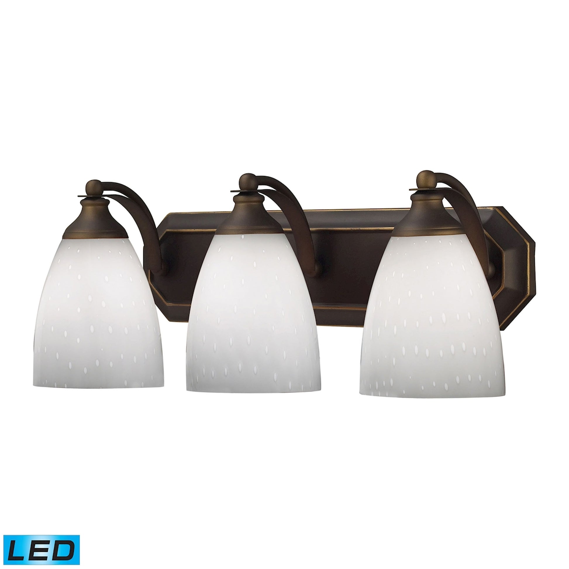 ELK SHOWROOM 570-3B-WH-LED Mix-N-Match Vanity 3-Light Wall Lamp in Aged Bronze with Simple White Glass - Includes LED Bulbs