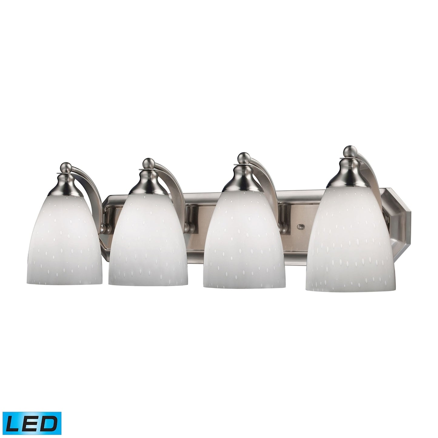 ELK SHOWROOM 570-4N-WH-LED Mix-N-Match Vanity 4-Light Wall Lamp in Satin Nickel with Simple White Glass - Includes LED Bulbs