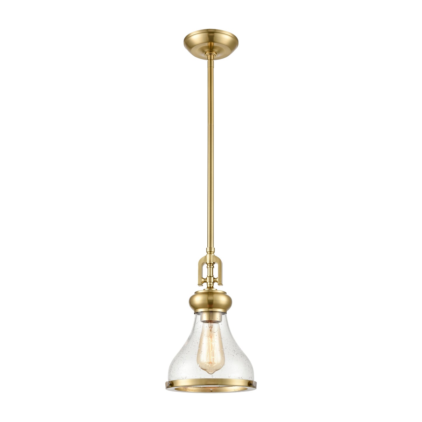 WESTMORE 57370/1L Rutherford 1-Light Mini Pendant in Satin Brass with Seedy Glass