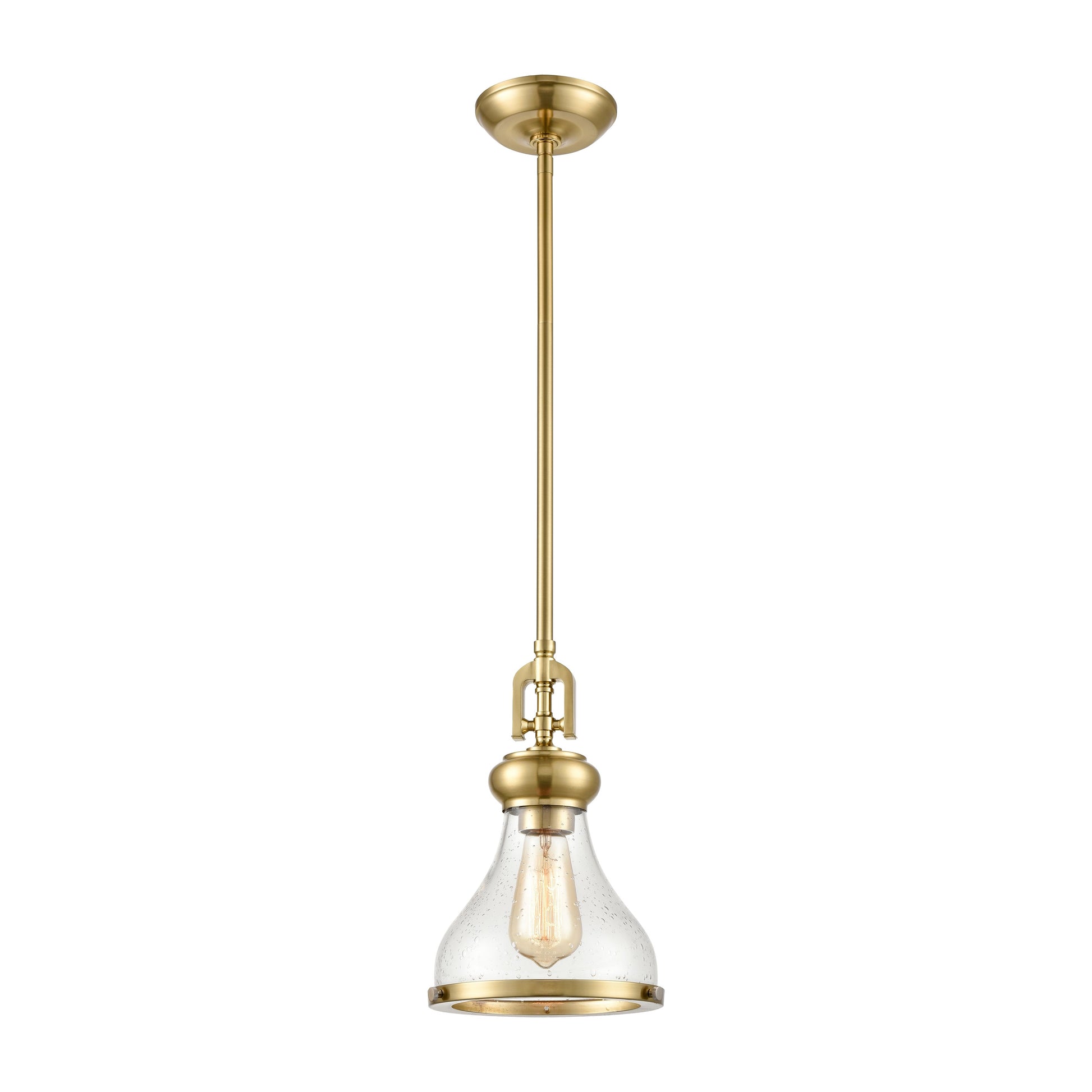 WESTMORE 57370/1L Rutherford 1-Light Mini Pendant in Satin Brass with Seedy Glass