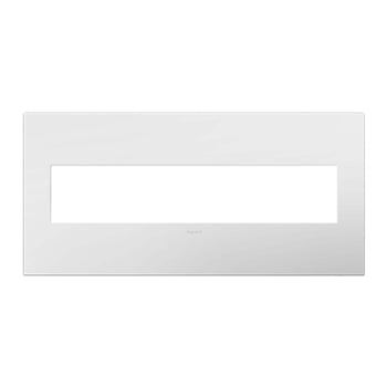 LEGRAND AWP5GWHW1 ADORNE  Gloss White-on-White Five-Gang Screwless Wall Plate with Microban