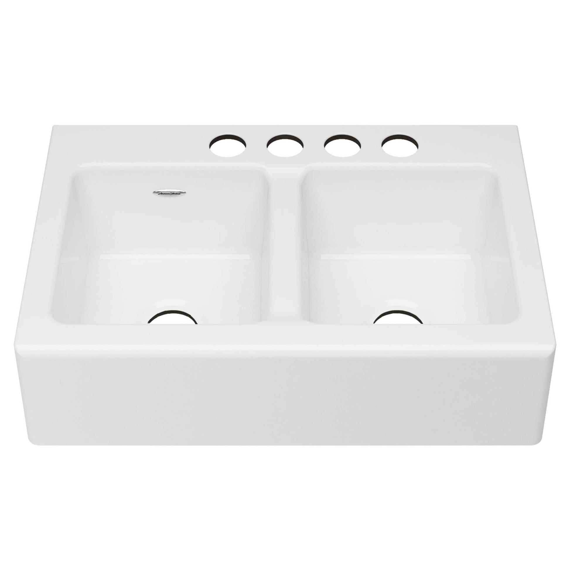 AMERICAN-STANDARD 77DB33220A.308, Delancey 33 x 22-Inch Cast Iron 4-Hole Undermount Double-Bowl Apron Front Kitchen Sink in Brilliant White