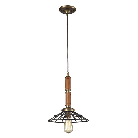 ELK SHOWROOM 65138-1 1 light wood pendant in Vintage Brass/Vintage Rust