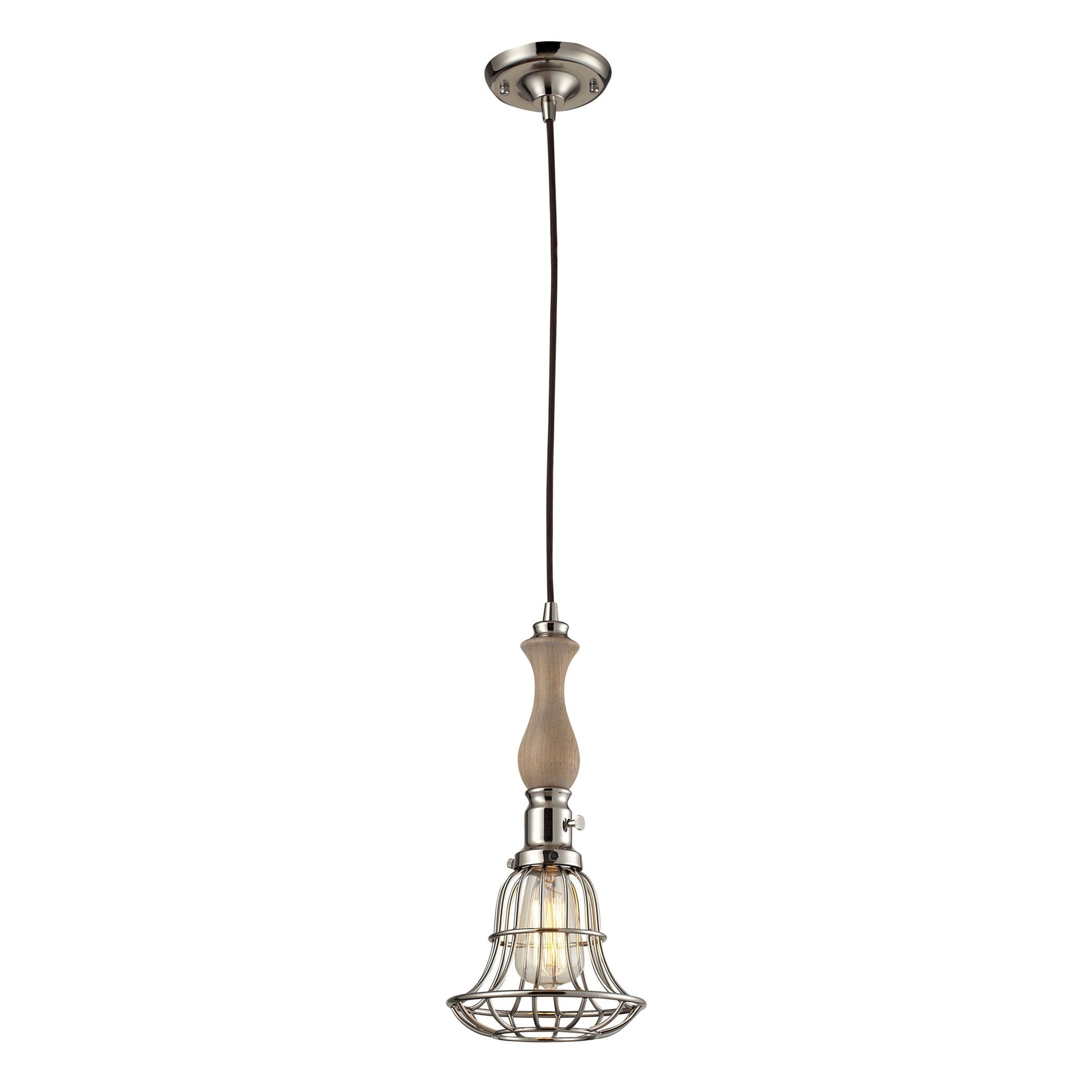 ELK SHOWROOM 65147-1 1 light wood pendant in Polished Nickel