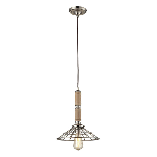 ELK SHOWROOM 65148-1 1-Light Wood Pendant in Polished Nickel