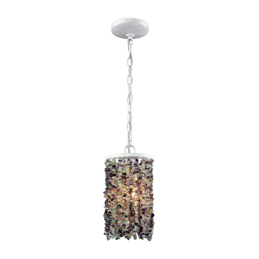 ELK SHOWROOM 65340/1-LA Agate Stones 1-Light Mini Pendant in Off-white with Purple Agate Stones - Includes Adapter Kit