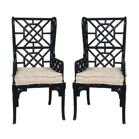 MARKETPLACE 659522PWMLB Bamboo Chair - Set of 2 Black