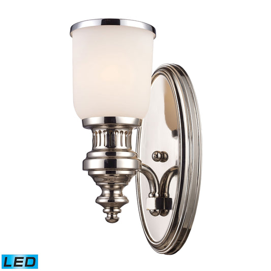 ELK SHOWROOM 66110-1-LED Chadwick 1-Light Wall Lamp in Polished Nickel with White Glass - Includes LED Bulb