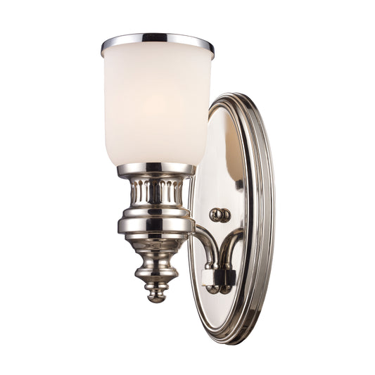 ELK SHOWROOM 66110-1 Chadwick 13'' High 1-Light Sconce - Polished Nickel with White Glass