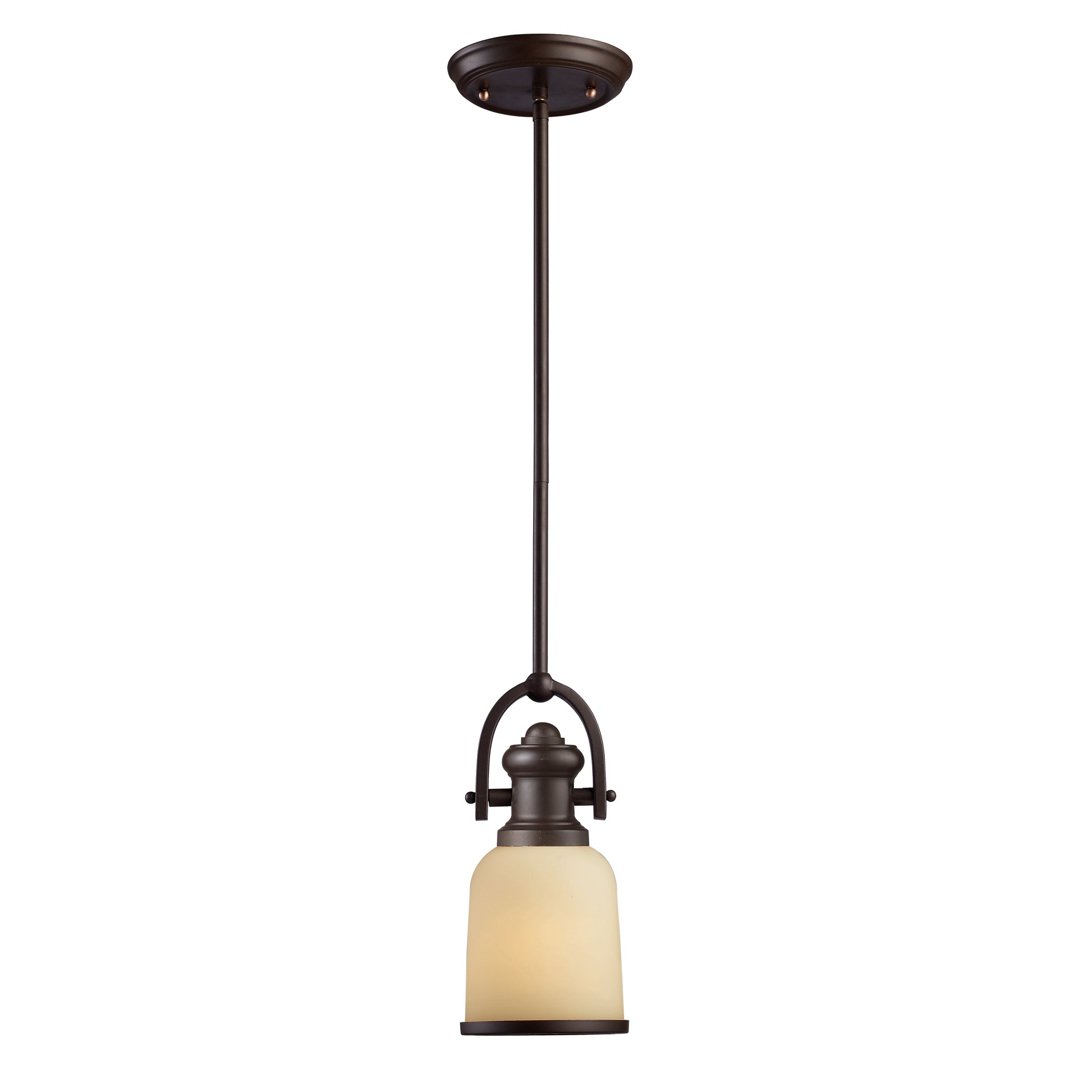 ELK SHOWROOM 66171-1 Brooksdale 5'' Wide 1-Light Mini Pendant - Oiled Bronze with Amber Glass