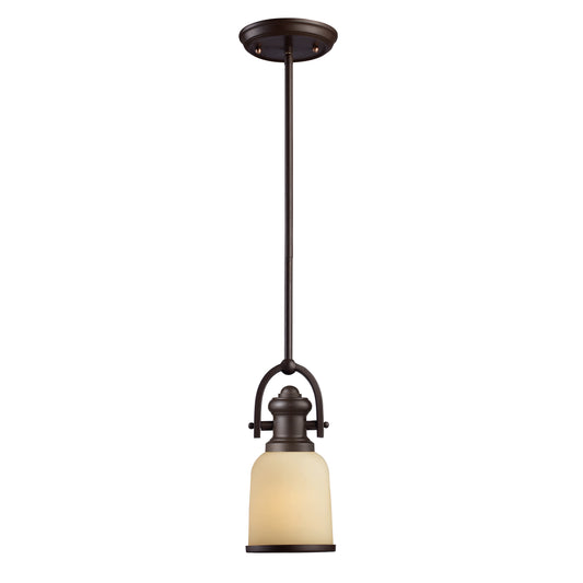 ELK SHOWROOM 66171-1 Brooksdale 5'' Wide 1-Light Mini Pendant - Oiled Bronze with Amber Glass