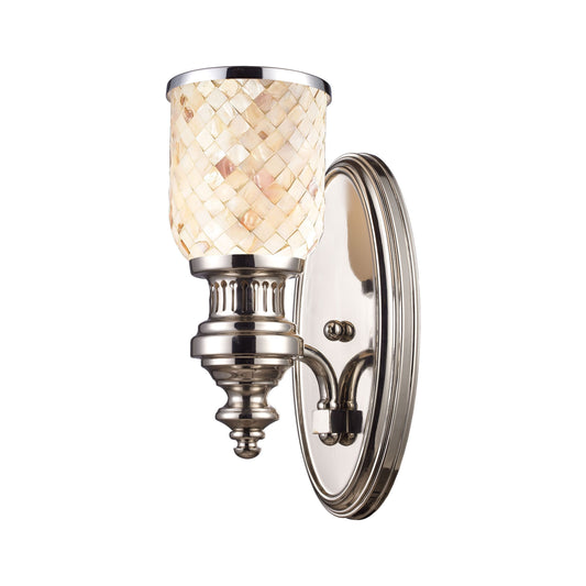 ELK SHOWROOM 66410-1 Chadwick 1-Light Wall Lamp in Polished Nickel with Cappa Shell Shade